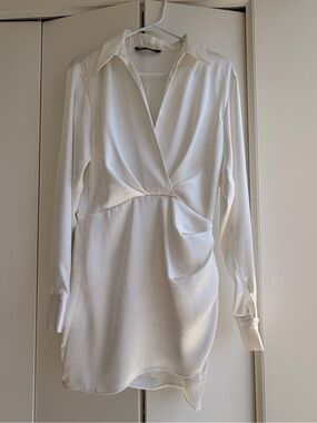 white oversized shirt dress zara Casual white shirt dress outfit